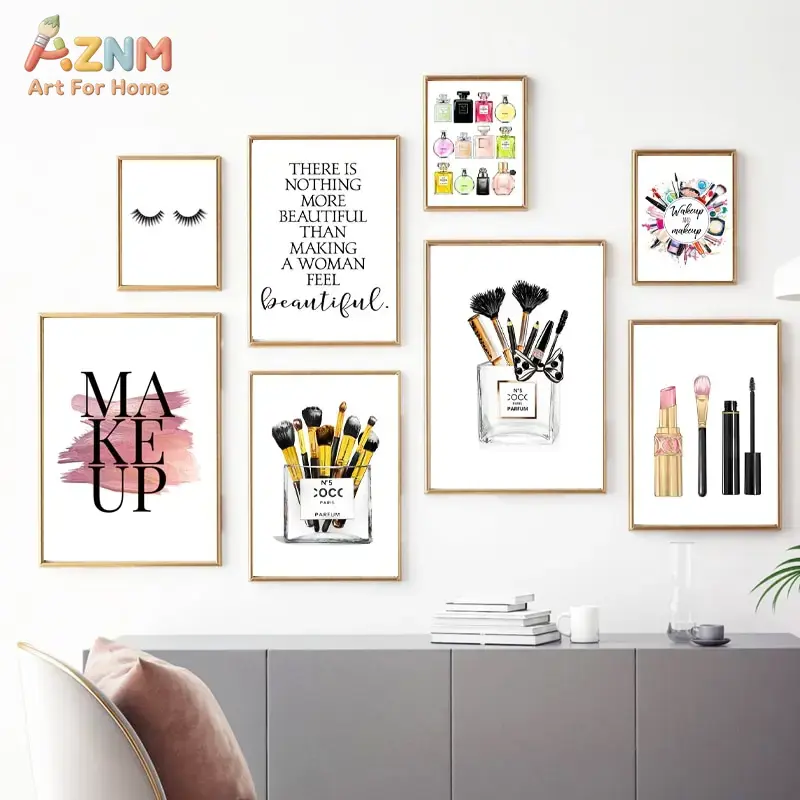 Makeup Is Beauty Quotes - AZNM 핑크 패션 메이크업 캔버스 벽