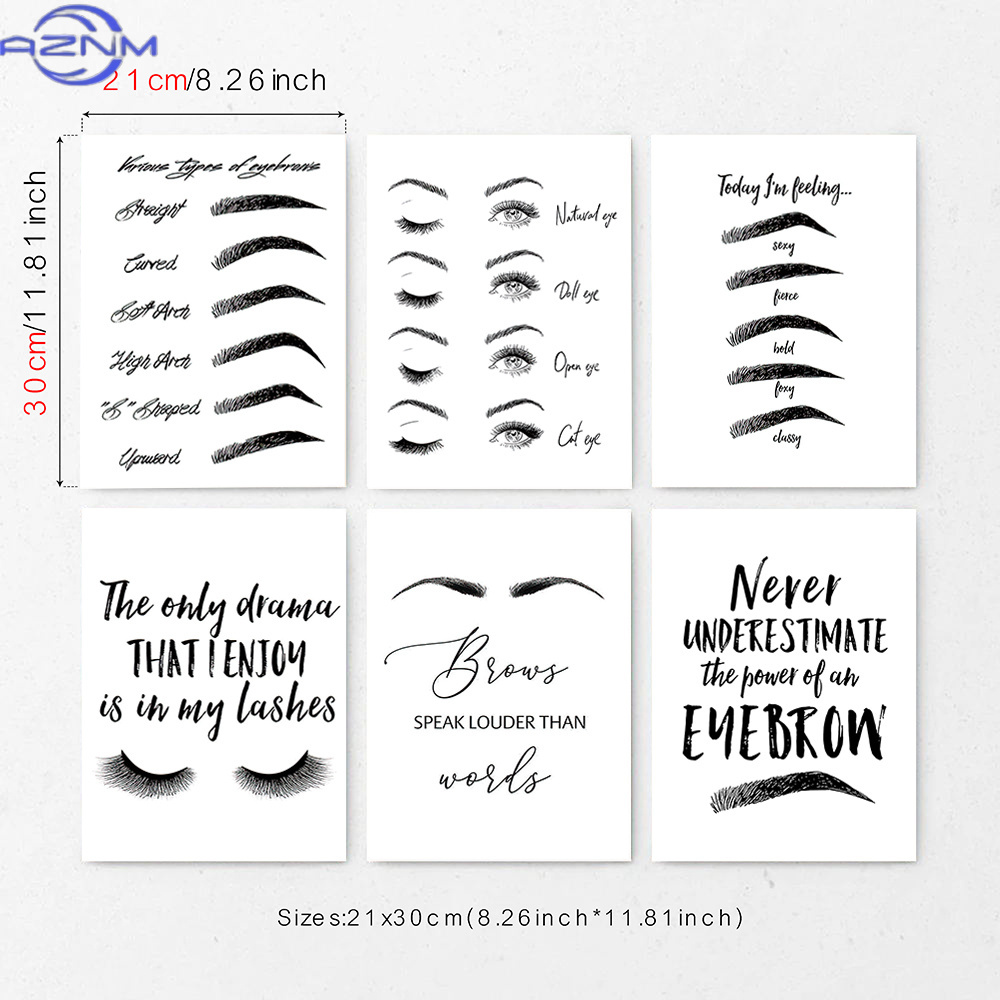 Makeup Is Beauty Quotes - 6종 눈썹 및 속눈썹 캔버스 벽