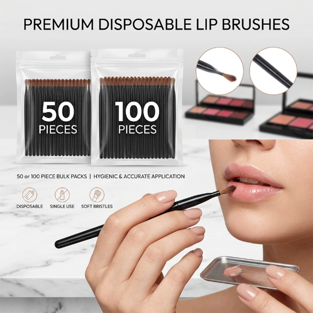 Beauty Kiss Makeup - 50/100pcs 일회용 립 브러쉬 세트 립스틱