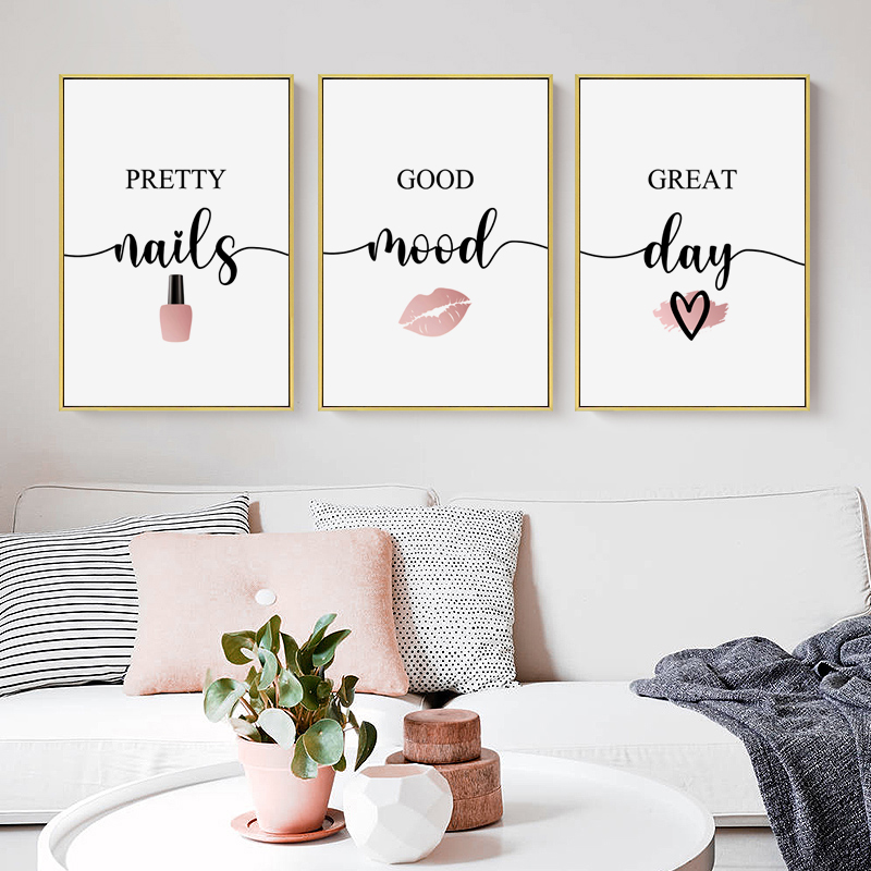 Makeup Is Beauty Quotes - 북유럽 핑크 여성 레드 립 네일