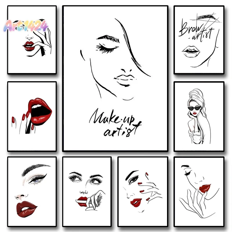 Makeup Is Beauty Quotes - 패션 메이크업 포스터 섹시한 미인 여성