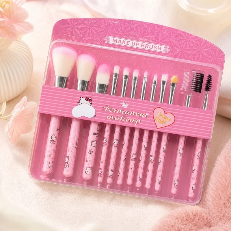 Beauty Makeup Kit - 헬로 키티 12피스 메이크업 브러쉬 세트