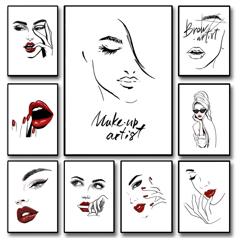 Makeup Is Beauty Quotes - 패션 메이크업 포스터 섹시한 미인 여성