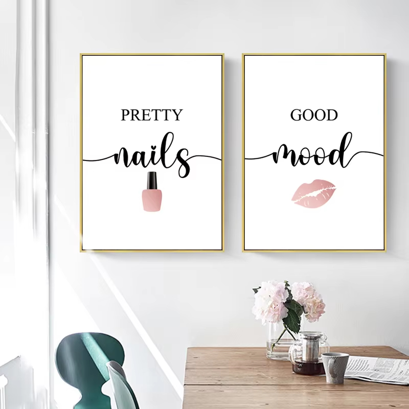 Makeup Is Beauty Quotes - 북유럽 핑크 여성 빨간 입술 매니큐어