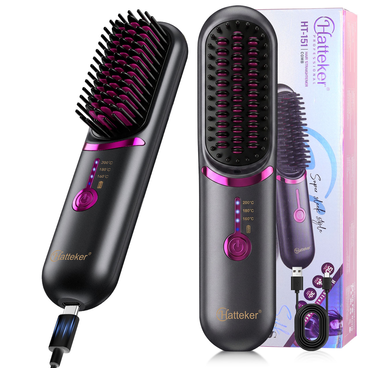 Hair Straightener - 하테커 무선 휴대용 여행용 헤어 스트레이트