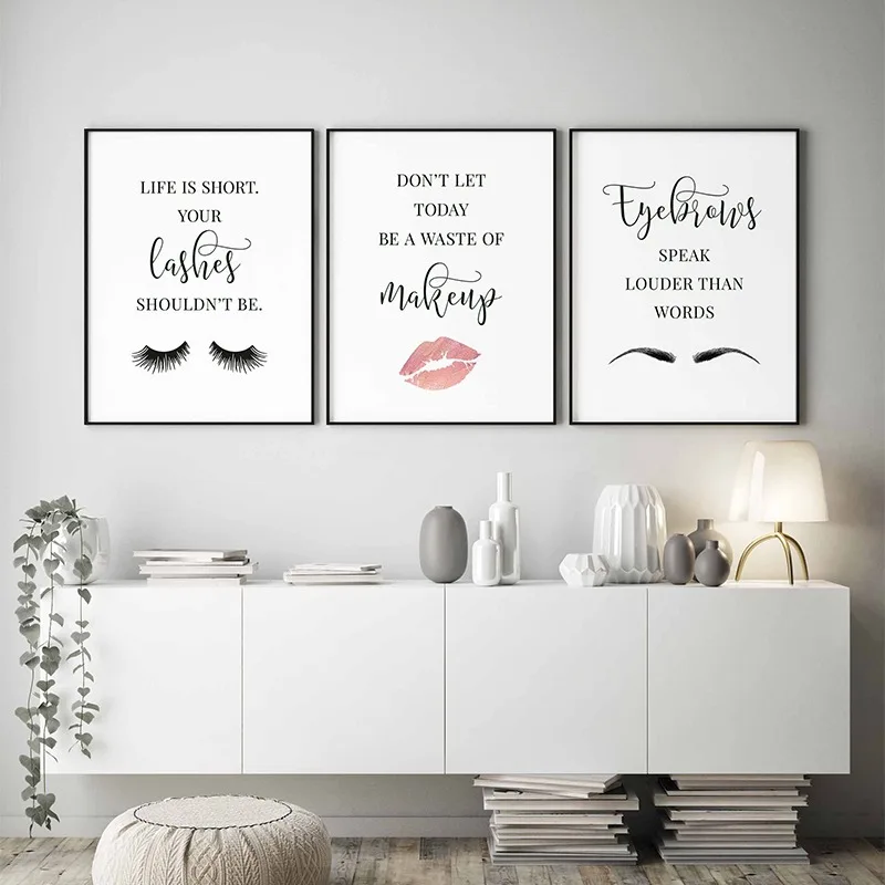 메이크업 명언 포스터 속눈썹 눈썹 립스틱 컨투어 입술  - Makeup Is Beauty Quotes 리뷰 및 가격