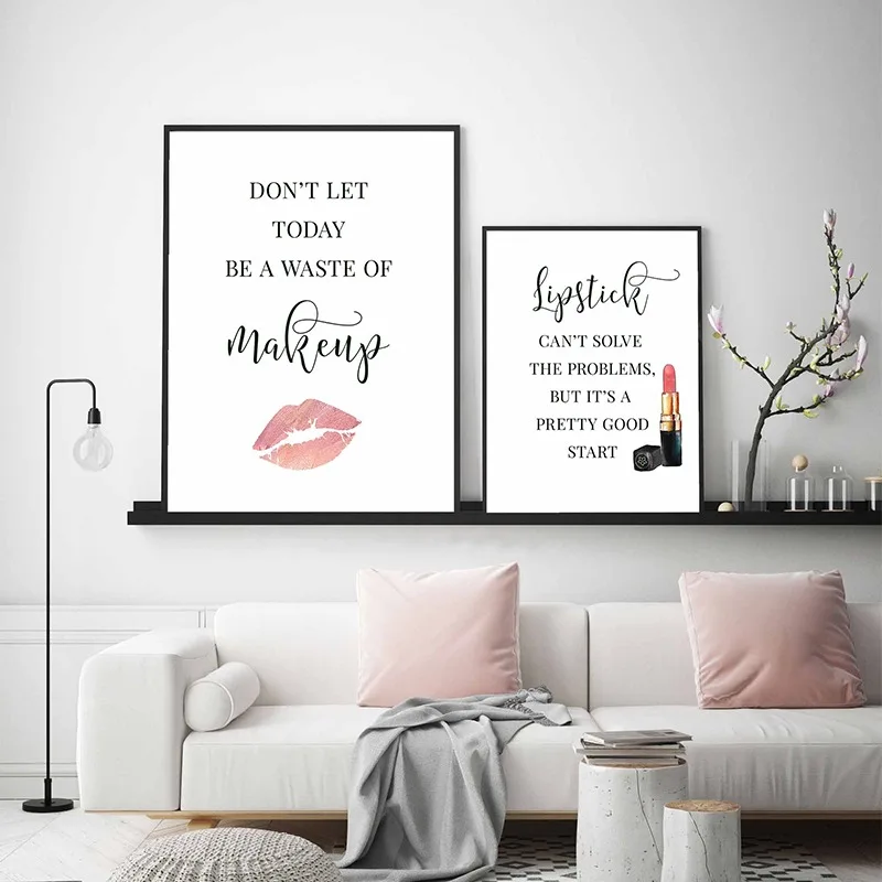 메이크업 명언 포스터 속눈썹 눈썹 립스틱 컨투어 입술  - Makeup Is Beauty Quotes 리뷰 및 가격