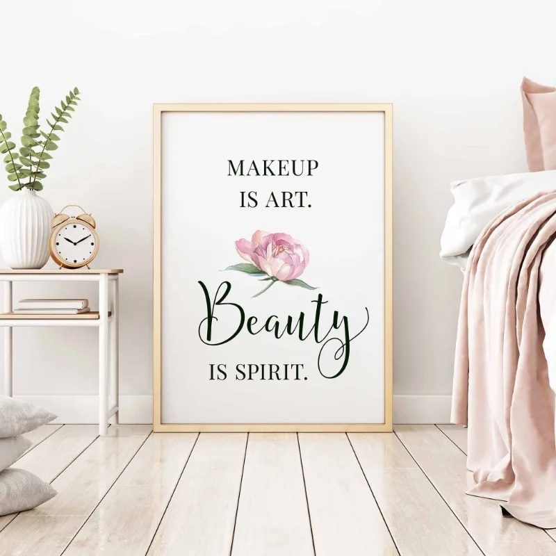 메이크업 명언 포스터 속눈썹 눈썹 립스틱 컨투어 입술  - Makeup Is Beauty Quotes 리뷰 및 가격