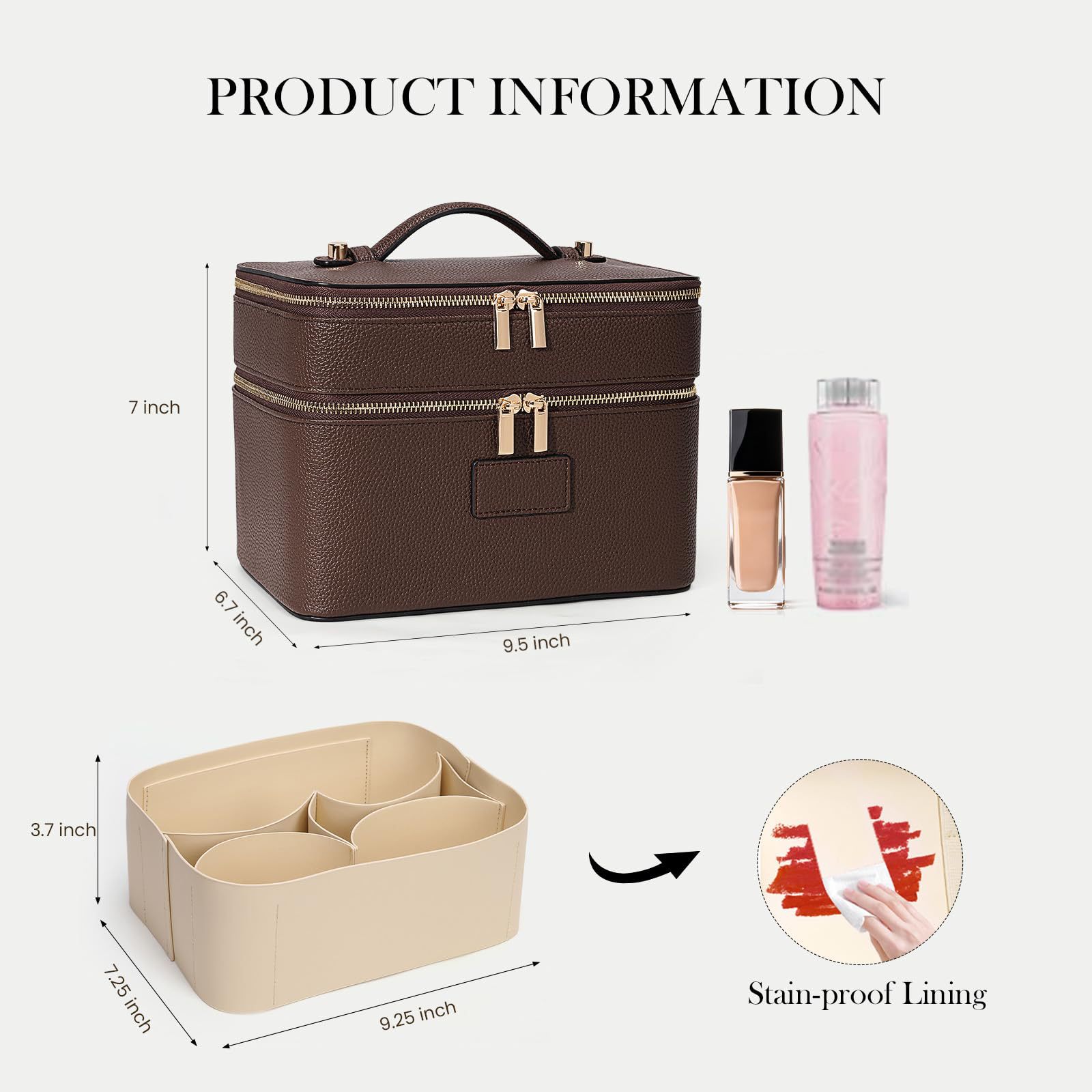 대용량 이중 레이어 고급 화장품 가방, 여행용 탑 핸들 - Beauty Makeup Case 리뷰 및 가격