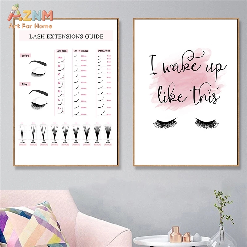 AZNM 속눈썹 연장 가이드 캔버스 벽 예술, 뷰티 살 - Makeup Is Beauty Quotes 리뷰 및 가격