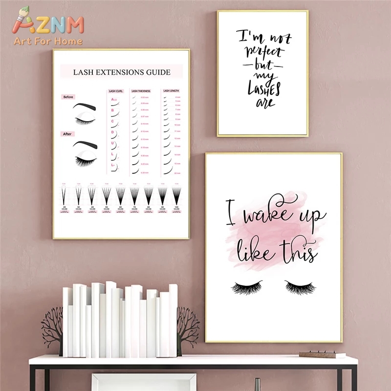 AZNM 속눈썹 연장 가이드 캔버스 벽 예술, 뷰티 살 - Makeup Is Beauty Quotes 리뷰 및 가격