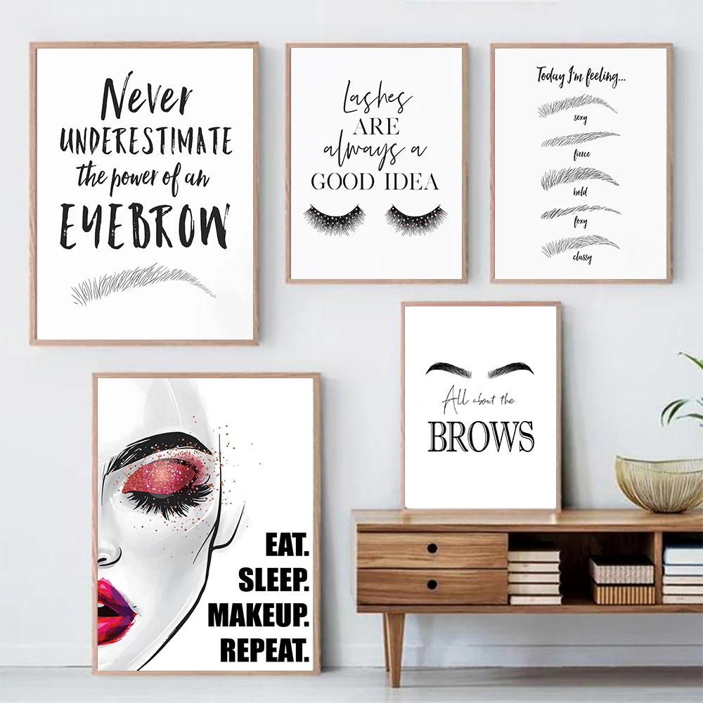 패션 메이크업 캔버스 페인팅 인쇄 눈썹 속눈썹 견적,  - Makeup Is Beauty Quotes 리뷰 및 가격