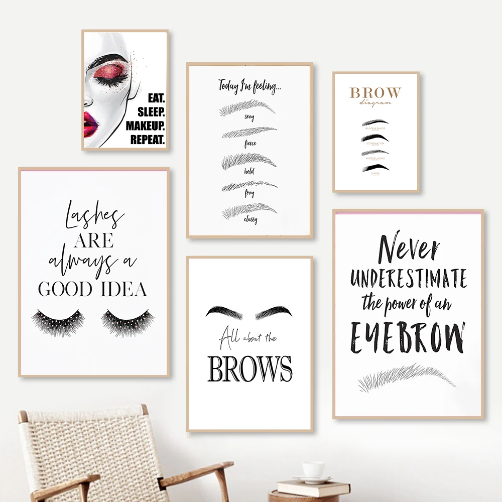 패션 메이크업 캔버스 페인팅 인쇄 눈썹 속눈썹 견적,  - Makeup Is Beauty Quotes 리뷰 및 가격